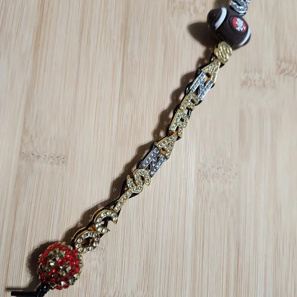 Gold and Silver Charm Bracelet with Red Accents - Picture 3 of 4
